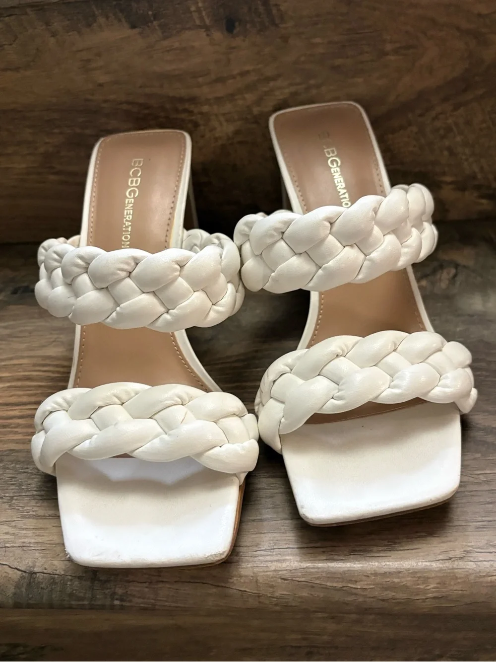 BCBGeneration Cream Braided Platform Sandals